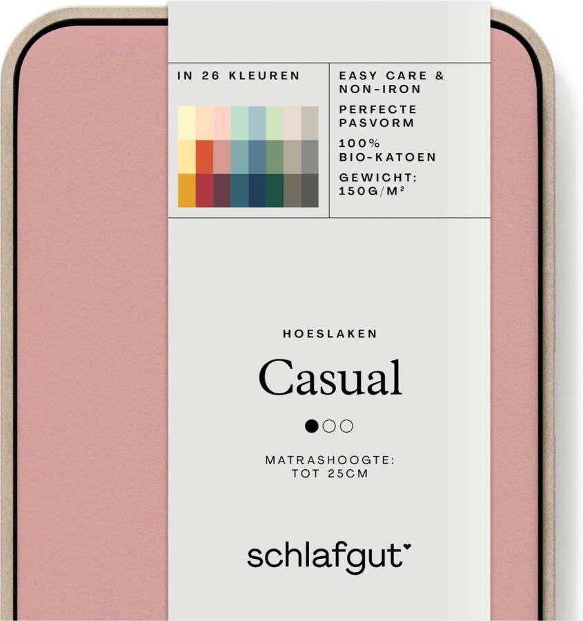 Schlafgut Hoeslaken CASUAL o.a. in maat 90x200 140x200 of 180x200 cm 100% biologisch katoen Dekbedovertrek voor matrassen tot 25 cm hoogte betrouwbaar duurzaam zacht (1 stuk)
