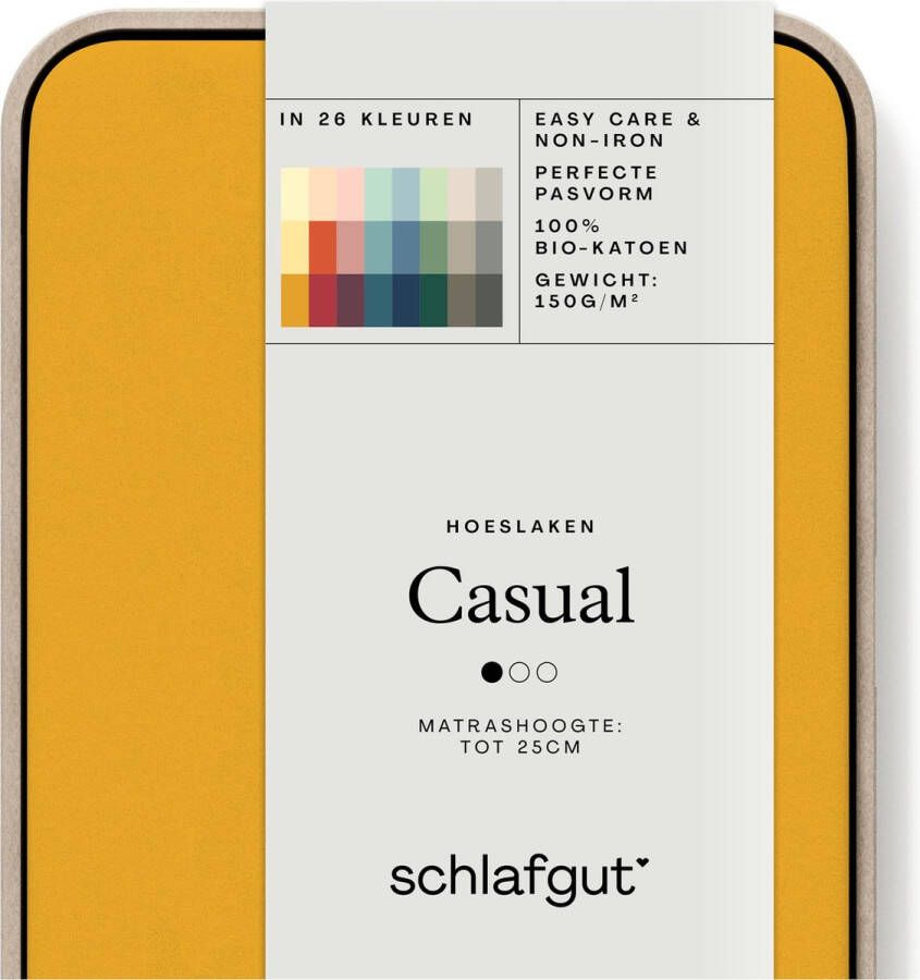 Schlafgut Casual Bio Katoen Hoeslaken M 120x200 130x200 196 Yellow Deep