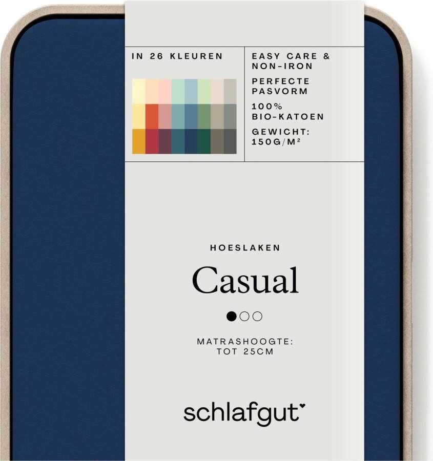 Schlafgut Hoeslaken CASUAL o.a. in maat 90x200 140x200 of 180x200 cm 100% katoen Dekbedovertrek voor matrassen tot 25 cm hoogte betrouwbaar duurzaam zacht (1 stuk)