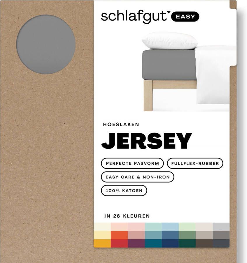 Schlafgut Easy Katoen Jersey Hoeslaken M 120x200 130x200 128 Grey Mid