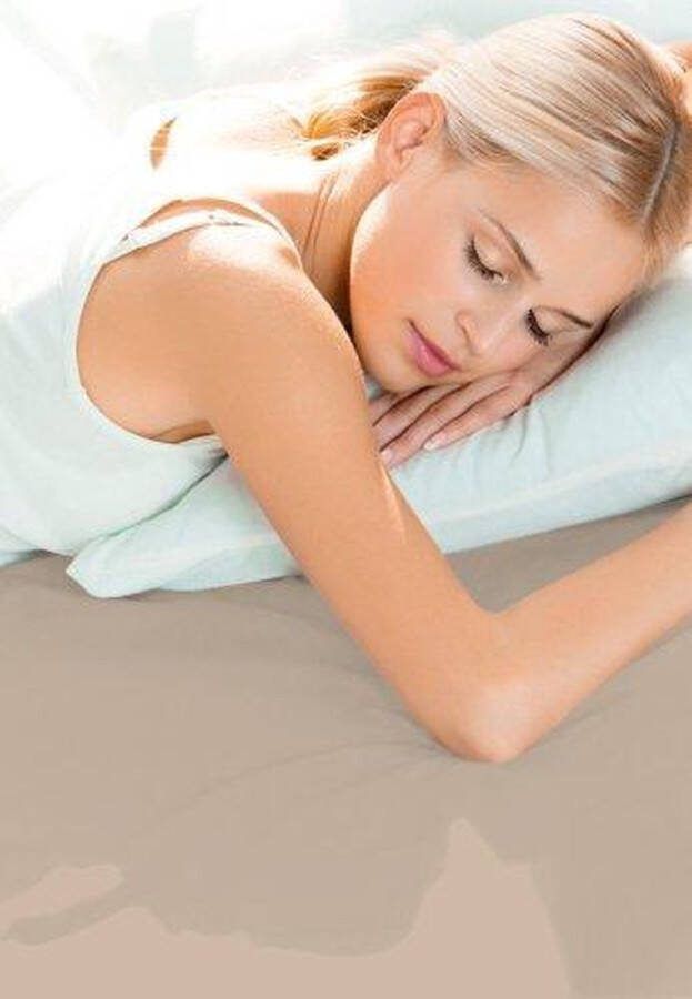 Merkloos Schlafgut Jersey stretch hoeslaken 95% gebreide jersey katoen 5% elastan 2-persoons (140 160x200 220 cm) Taupe