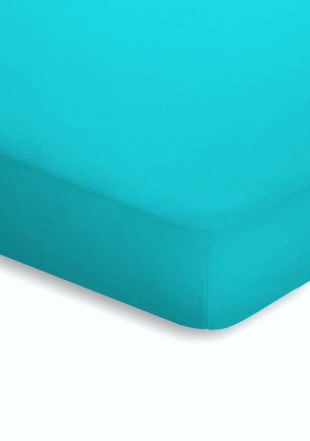 Merkloos Schlafgut jersey stretch topper hoeslaken 95% gebreide katoen 5% elastan 2-persoons (140 160x200 220 cm) Blauw
