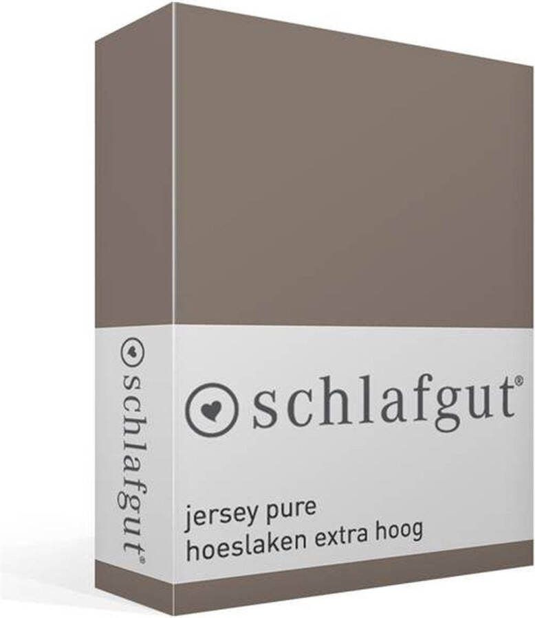 Schlafgut Jersey Pure hoeslaken extra hoog Eenpersoons XL 180x200 200x220 790 Sand Deep