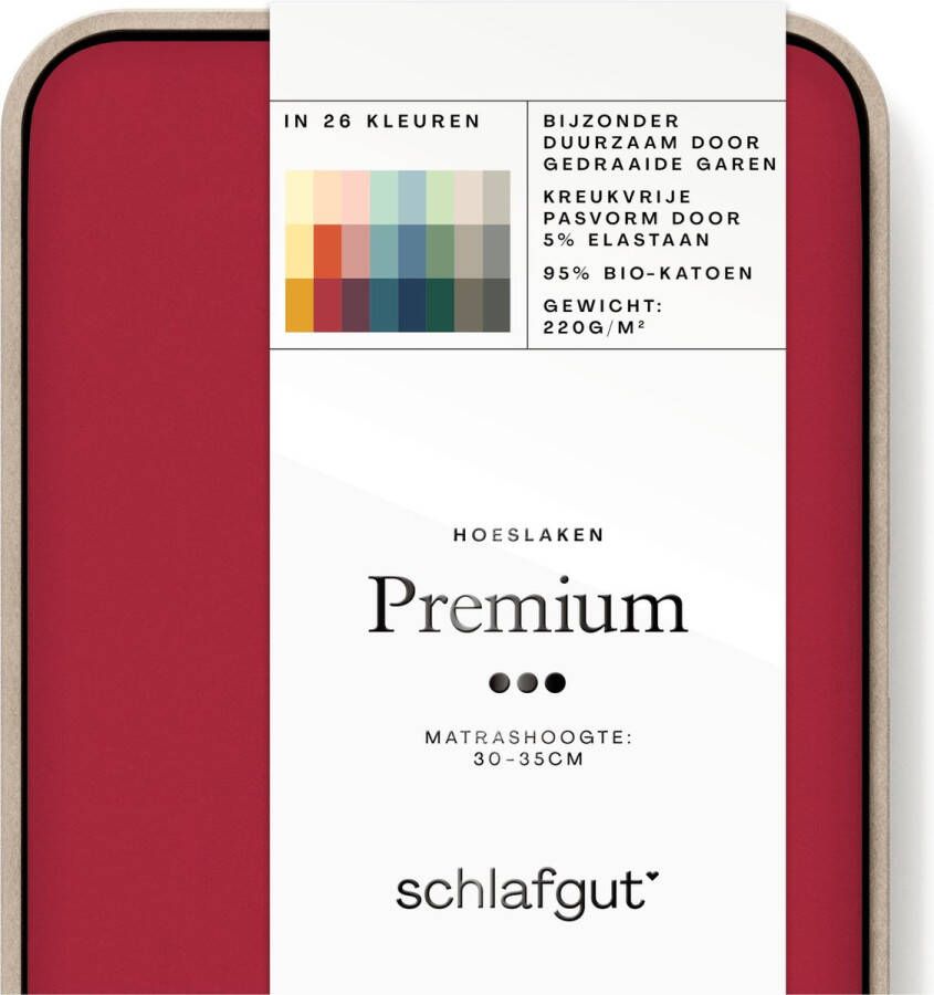 Schlafgut Premium Bio Katoen Jersey Hoeslaken XL 180x200 200x220 285 Red Deep