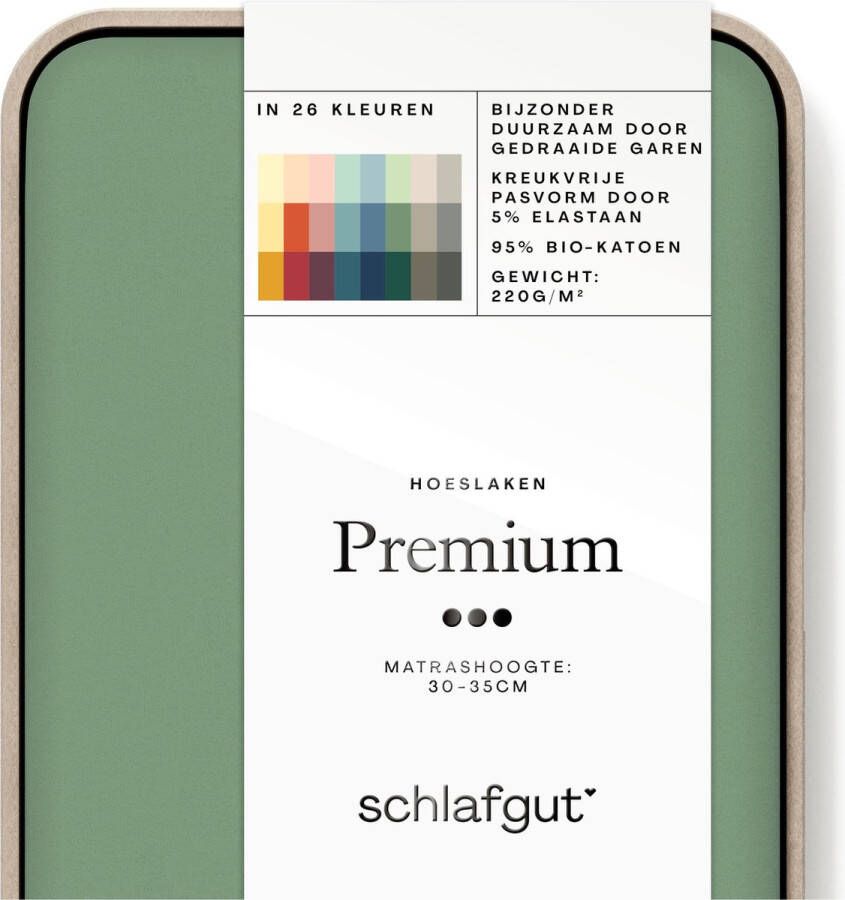 Schlafgut Premium Bio Katoen Jersey Hoeslaken XL 180x200 200x220 665 Green Mid