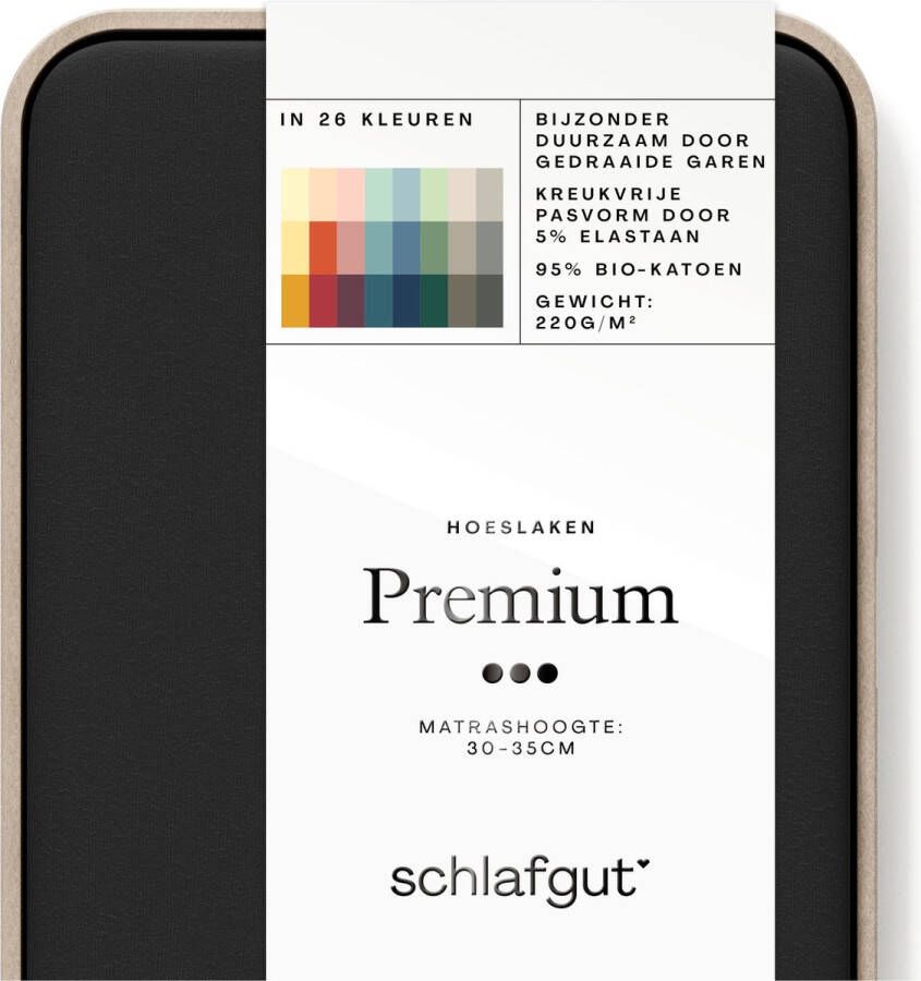 Schlafgut Premium Bio Katoen Jersey Hoeslaken XL 180x200 200x220 799 Off-Black