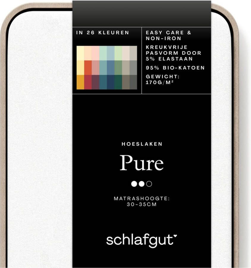 Schlafgut Hoeslaken PURE biologische katoen met elastaan rekbaar en ondoorzichtig strak bedlakens (1 stuk)