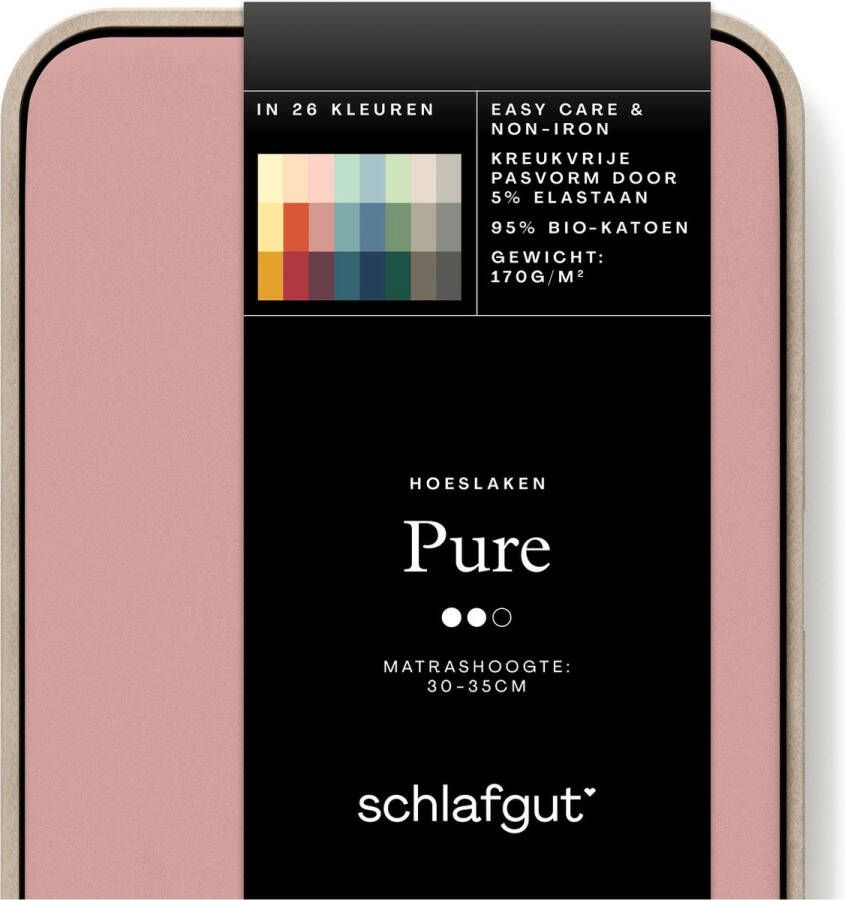Schlafgut Hoeslaken PURE biologische katoen met elastaan rekbaar en ondoorzichtig strak bedlakens (1 stuk)
