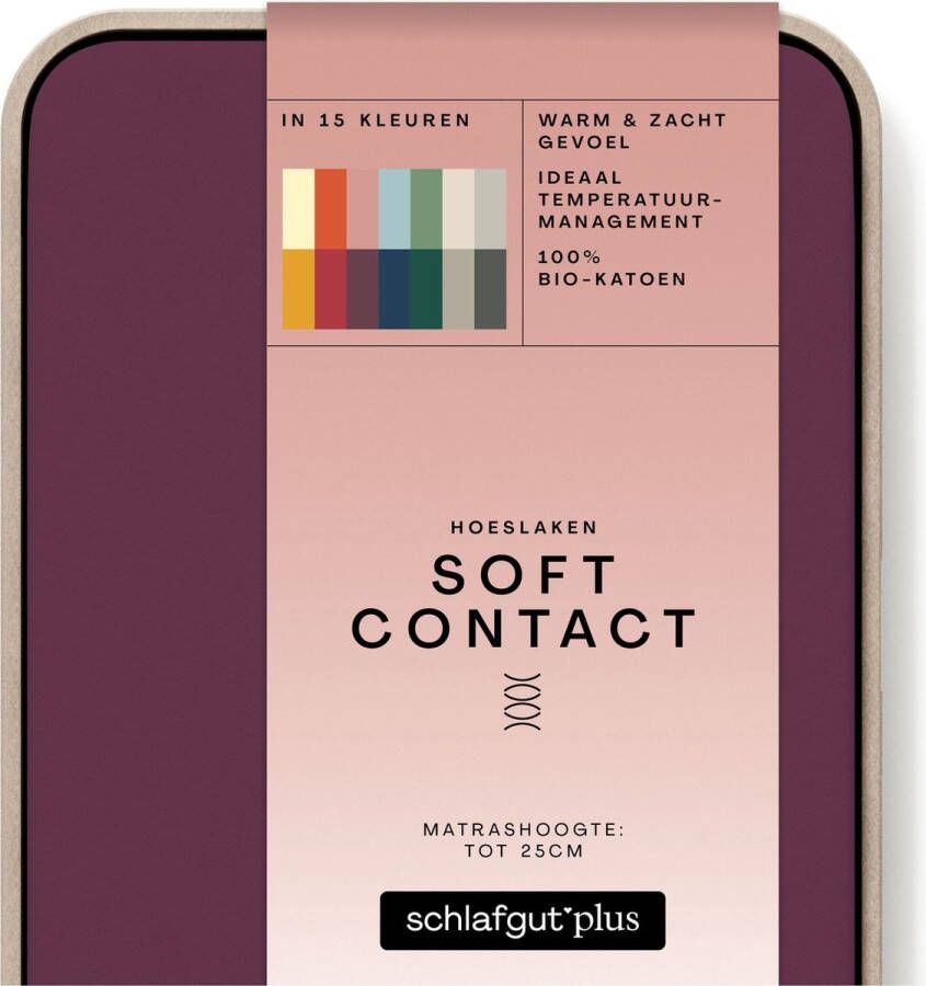 Schlafgut Soft Contact Bio Koeten Hoeslaken L 140x200 160x200 542 Purple Deep