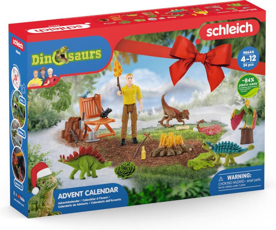 Schleich DINOSAURUS Adventskalender Dinosaurs 2022 Kinderspeelgoed voor Jongens en Meisjes 4 tot 12 jaar 98644