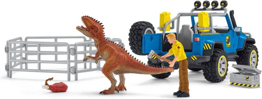 Schleich DINOSAURUS Speelfigurenset Terreinwagen met Dino-Buitenposten Kinderspeelgoed voor Jongens en Meisjes 4 tot 12 jaar 14 Onderdelen 41464