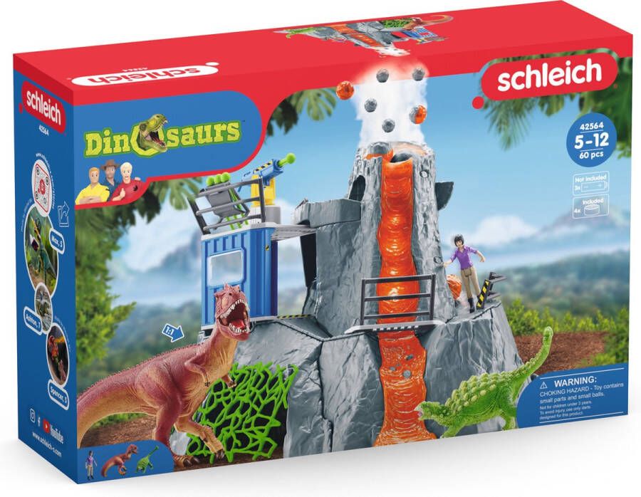 Schleich DINOSAURUS Speelfigureset De Grote Vulkaan Expeditie Kinderspeelgoed voor Jongens en Meisjes 4 tot 12 jaar 36 Onderdelen 42564