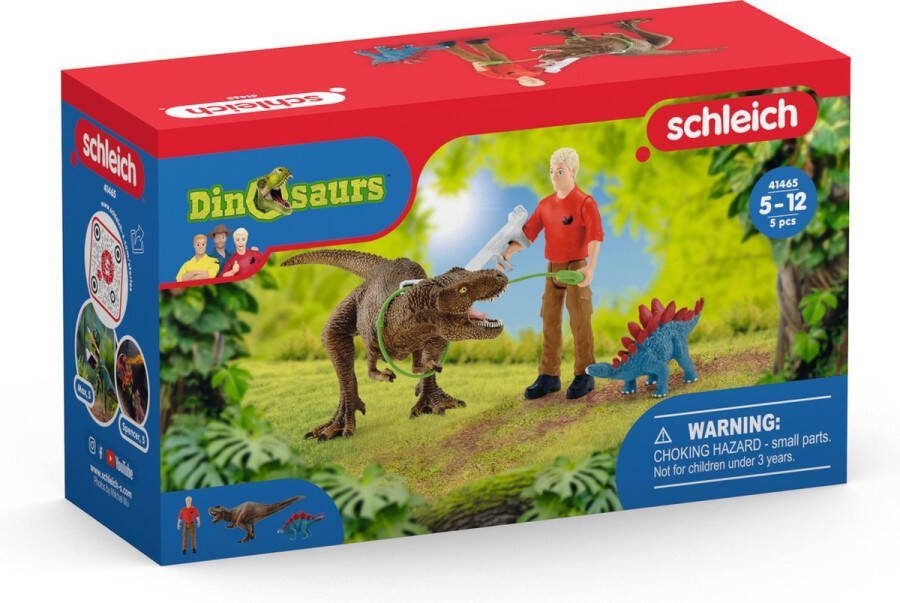 Schleich DINOSAURUS- Tyrannosaurus rex aanval Speelfigurenset Kinderspeelgoed voor Jongens en Meisjes 5 tot 12 jaar 4 Onderdelen