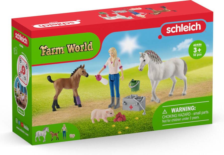 Schleich FARM WORLD Arts bezoekt merrie en veulen Speelfigurenset Kinderspeelgoed voor Jongens en Meisjes 3 tot 8 jaar 8 Onderdelen