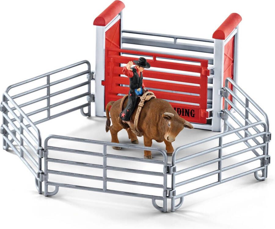 Schleich Farm World Bull riding met cowboy Speelfigurenset Kinderspeelgoed voor Jongens en Meisjes 3 tot 8 jaar 10 Onderdelen