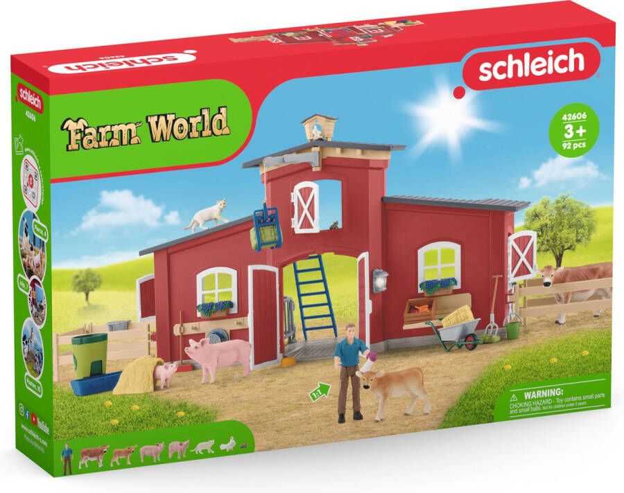 Schleich FARM WORLD Grote stal rood Boerderij Speelgoed 42606