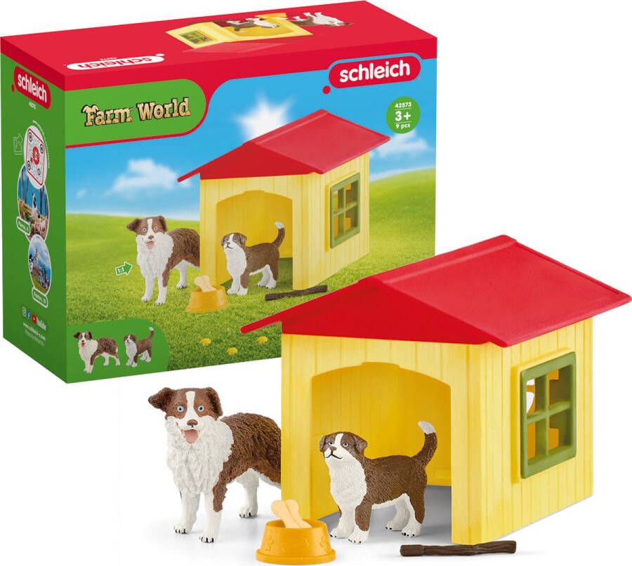 Schleich FARM WORLD Hondenhok Speelfigurenset Kinderspeelgoed voor Jongens en Meisjes 3 tot 8 jaar 42573