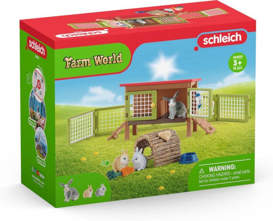 Schleich FARM WORLD Speelfigurenset Konijnenhok Kinderspeelgoed voor Jongens en Meisjes 3 tot 8 jaar 42420