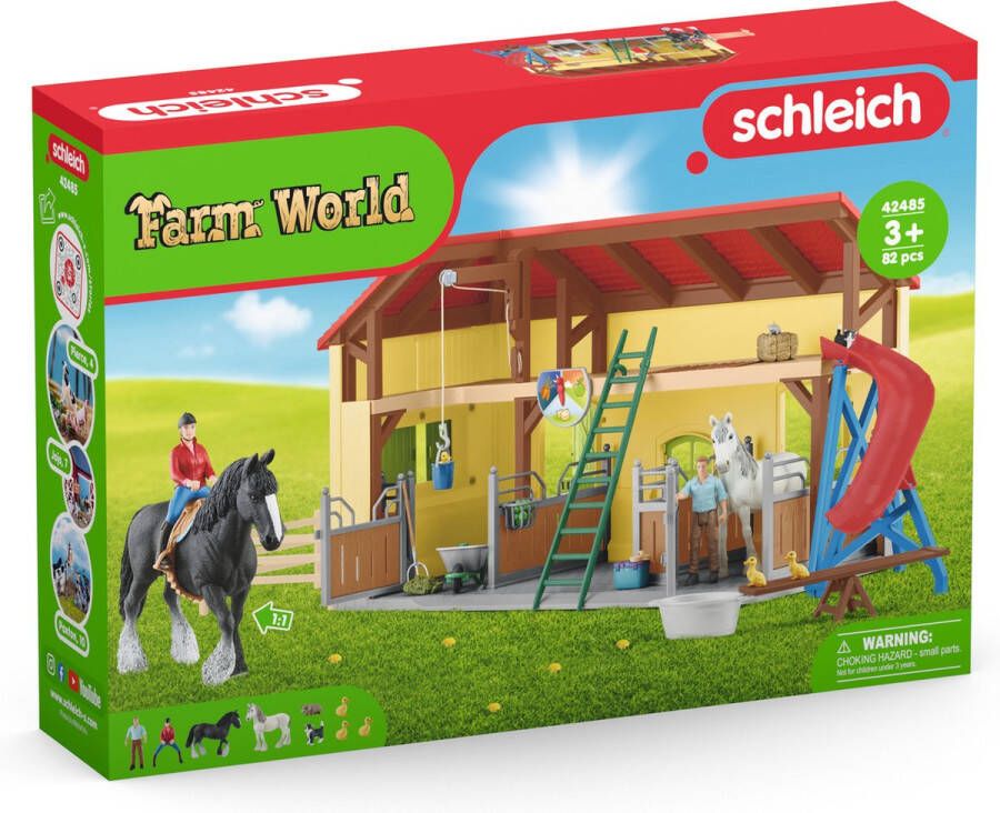 Schleich FARM WORLD Speelfigurenset Paardenstal Kinderspeelgoed voor Jongens en Meisjes 3 tot 8 jaar 31 Onderdelen 42485