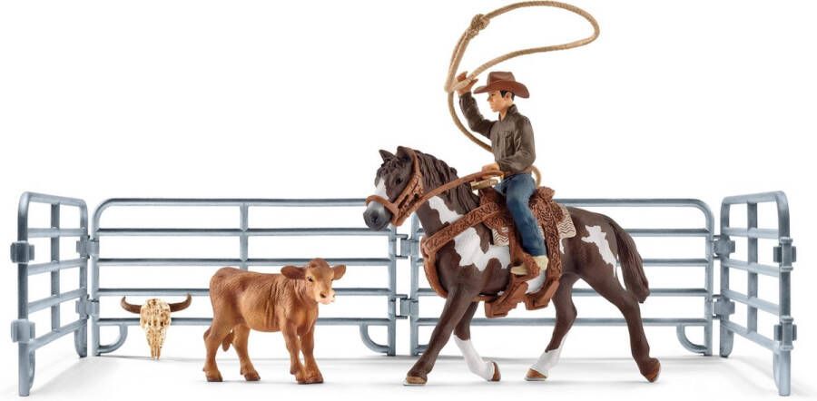 Schleich Farm World Team roping met cowboy Speelfigurenset Kinderspeelgoed voor Jongens en Meisjes 3 tot 8 jaar 11 Onderdelen