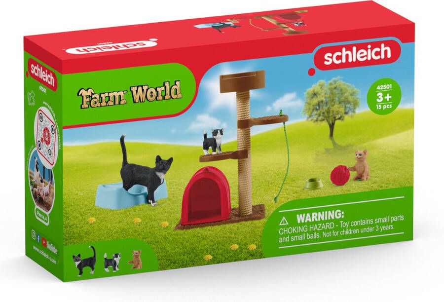 Schleich FARM WORLD Wandeling met een schattig katje Speelfigurenset Kinderspeelgoed voor Jongens en Meisjes 3 tot 8 jaar 9 Onderdelen