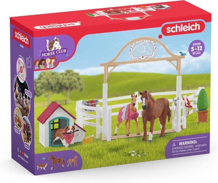 Schleich HORSE CLUB Speelfigurenset Hannah's Gastpaarden en Hond Ruby Kinderspeelgoed voor Jongens en Meisjes 5 tot 12 jaar 20 Onderdelen 42458