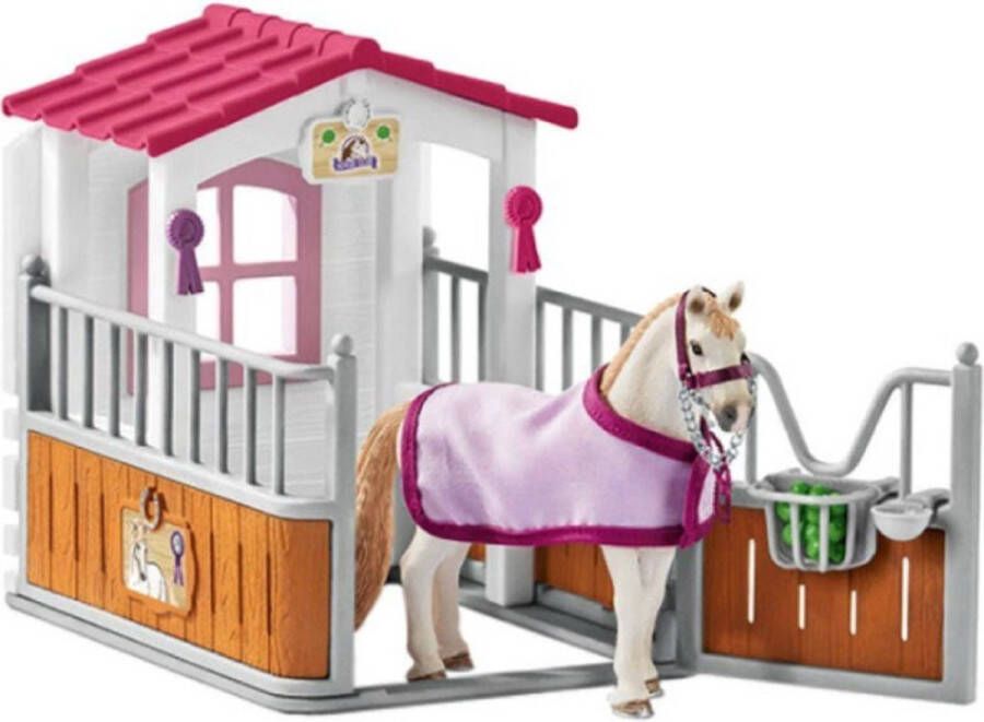 Schleich Horse Club Speelfigurenset Lusitano en haar Gezellige Paardenstal Kinderspeeldgoed voor Jongens en Meisjes vanaf 5 jaar 12 Onderdelen 42368