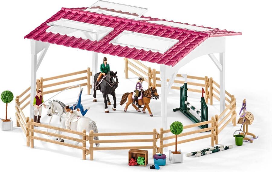 Schleich Horse Club Speelfigurenset Manege met Amazones en Paarden Kinderspeelgoed voor Jongens en Meisjes 5 tot 12 jaar 41 Onderdelen 42389