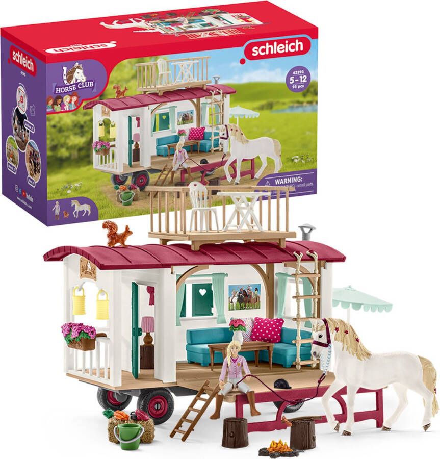 Schleich Horse Club Speelfigurenset Caravan voor Geheime Clubontmoetingen Kinderspeelgoed voor Jongens en Meisjes 5 tot 12 jaar 43 Onderdelen 42415