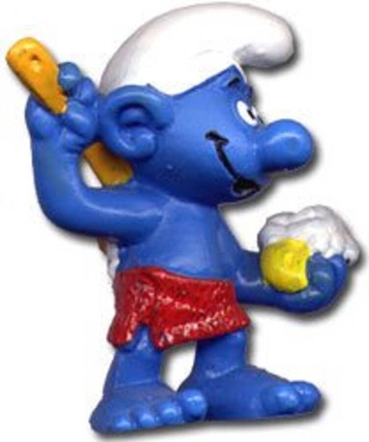 Schleich Sauna Smurf Douchend in zwembroek en met borstel 5 cm speelfiguurtje