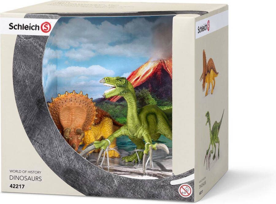 Schleich Triceratops en Therezinosaurus 42217 Speelfiguur Dinosaurs 19 x 16 5 x 17 cm