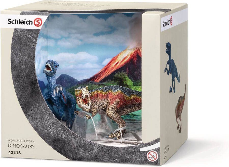 Schleich Tyrannosaurus en velociraptor klein 42216 Speelfiguur Dinosaurs 19 x 16 5 x 17 2 cm