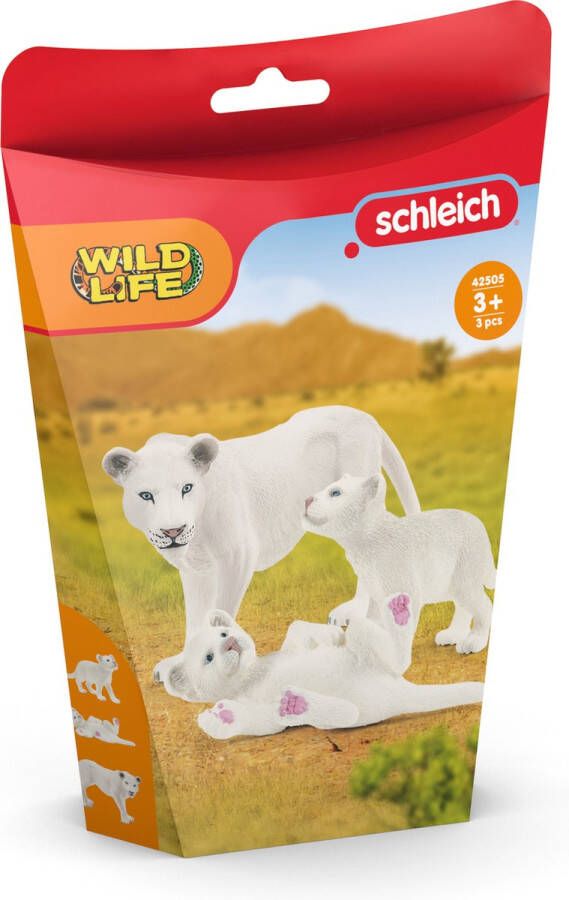 Schleich WILD LIFE Leeuwenmoeder met welpjes Speelfigurenset Kinderspeelgoed voor Jongens en Meisjes 3 tot 8 jaar 42505
