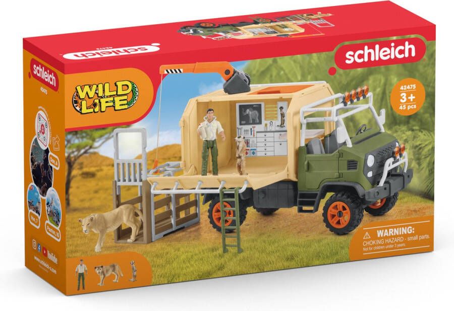 Schleich WILD LIFE Speelfigurenset Grote Reddingstruck voor Dieren Kinderspeelgoed voor Jongens en Meisjes 3 tot 8 jaar 10 onderdelen 42475