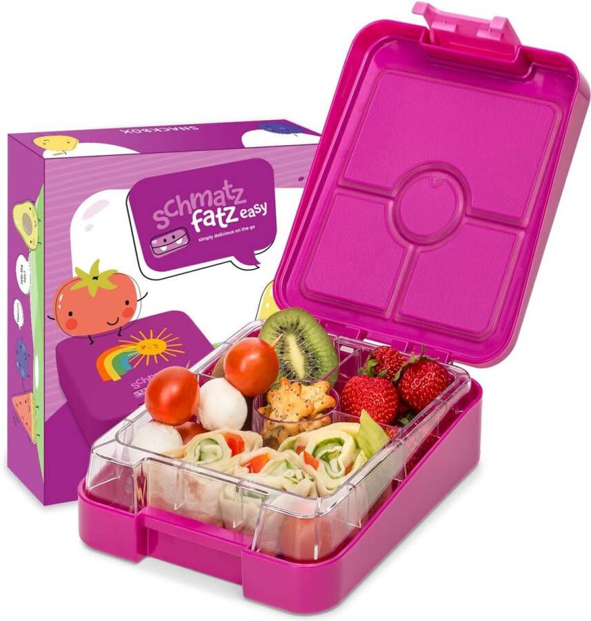 Klarstein schmatzfatz Easy broodtrommel voor kinderen met vakken kleurrijke kinderlunchbox onderverdeeld en lekvrij BPA-vrije lunchbox voor kleuterschool kinderdagverblijf bento box kinderen