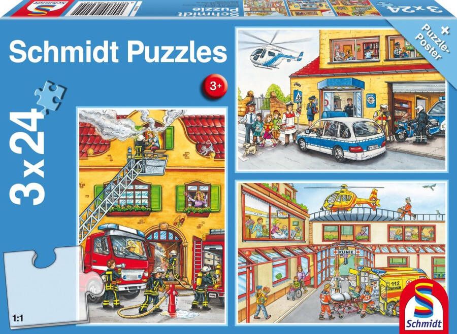 Schmidt 3-in-1 Puzzel Brandweer En Politie Junior Karton