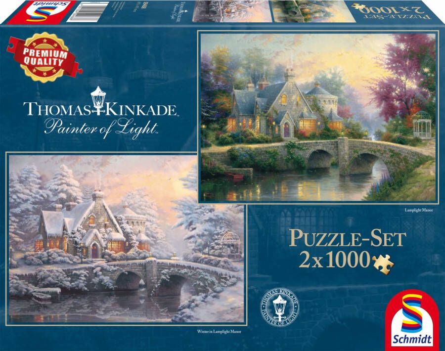 Schmidt Lamplight Manour en Winter in Lamplight Manour puzzel 2 x 1000 stukjes