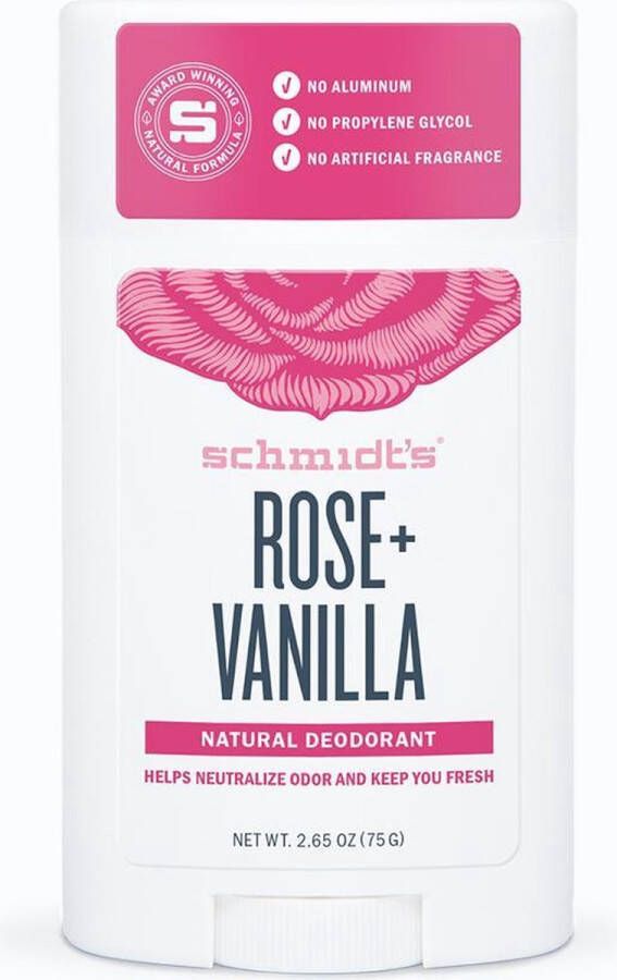 Schmidt 's Rose + Vanilla Natural Deodorant Stick 75 g