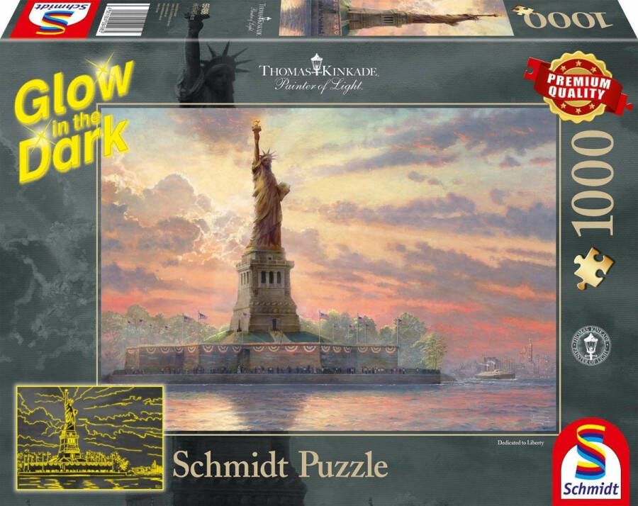 Coppens Schmidt puzzel 1000 stukjes GLOW IN THE DARK Statue of Liberty in the twilight