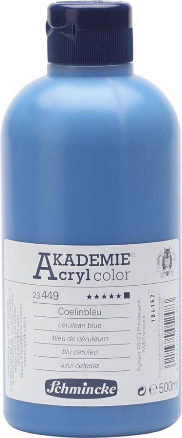 Schmincke AKADEMIE Acryl color cerulean blue (449) dekkend 500 ml 1 fles