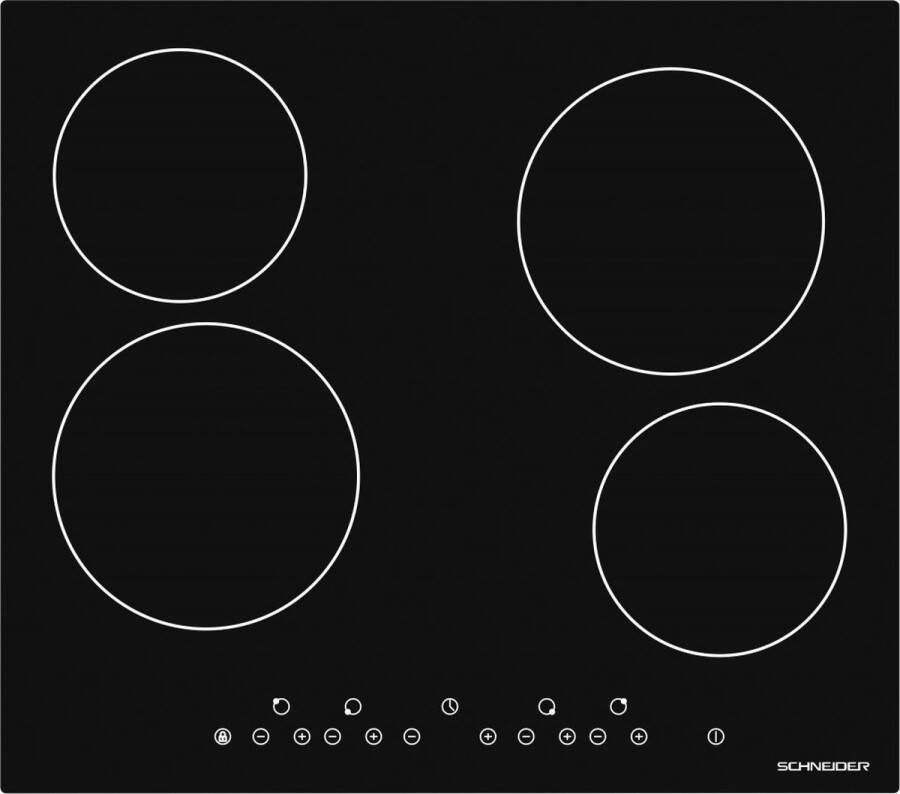 Schneider Elektrische Kookplaat | Model STV604 | Vitro-keramisch | 59 cm | 4 kookzones | TouchControl | Zwart