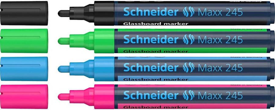 Schneider Schrijfwaren Schneider glasbordmarker Maxx 245 4 stuks assorti glasboard marker glasbord marker glasbord stiften S-124597