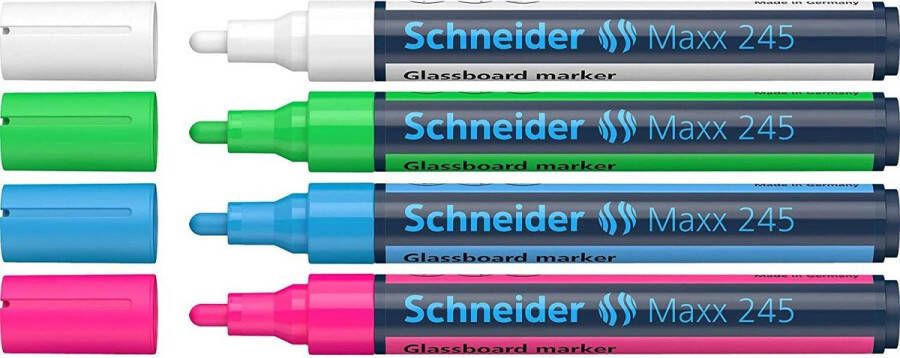Schneider Schrijfwaren Schneider glasbordmarker Maxx 245 4 stuks assorti glasboard marker glasbord marker glasbord stiften S-124594