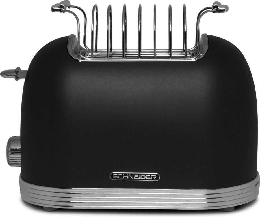 Merkloos Schneider Retro Broodrooster 2 Sleuven Mat Zwart