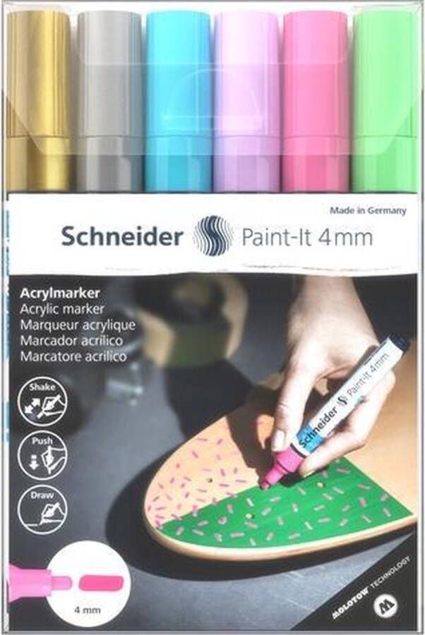 Schneider Schrijfwaren Schneider acrylmarker Paint-it 320 4mm etui 6 stuks S-120296