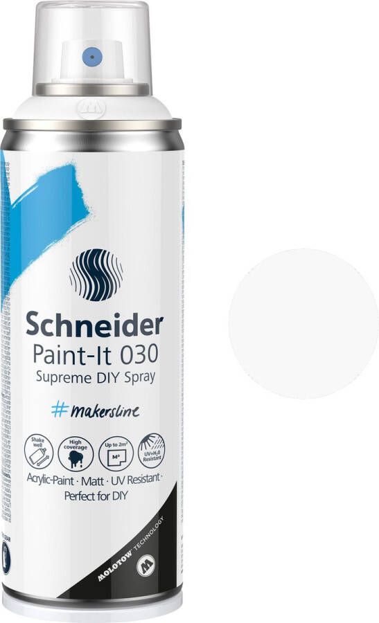Schneider Schrijfwaren Schneider spuitbus verf Paint-it 030 DIY spuitverf acrylverf 200ml wit S-ML03050008