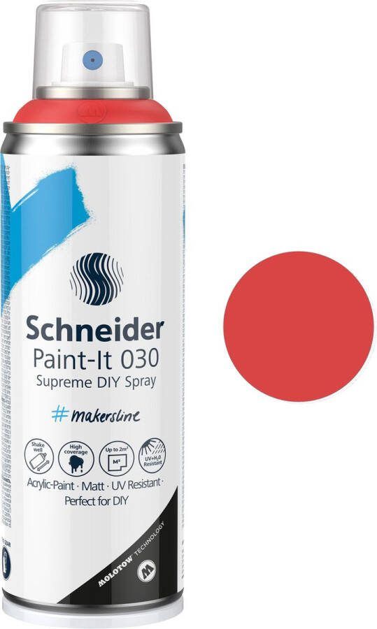 Schneider Schrijfwaren Schneider spuitbus verf Paint-it 030 DIY spuitverf acrylverf 200ml rood S-ML03050124