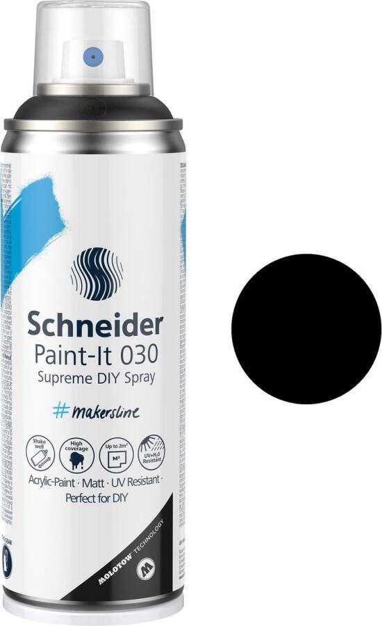 Schneider Schrijfwaren Schneider spuitbus verf Paint-it 030 DIY spuitverf acrylverf 200ml zwart S-ML03050001