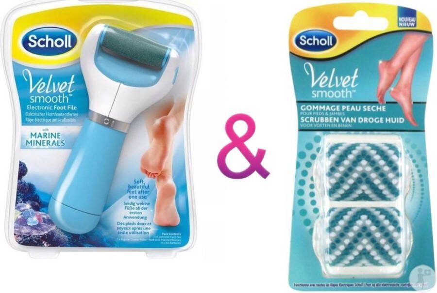Scholl Velvet Smooth Scrub navulling + Velvet Smooth Scrubben Van Droge Huid Exfoliatie Roller Voeten En Benen 2 Stuks-Eelverwijderaar- Voetverzorging