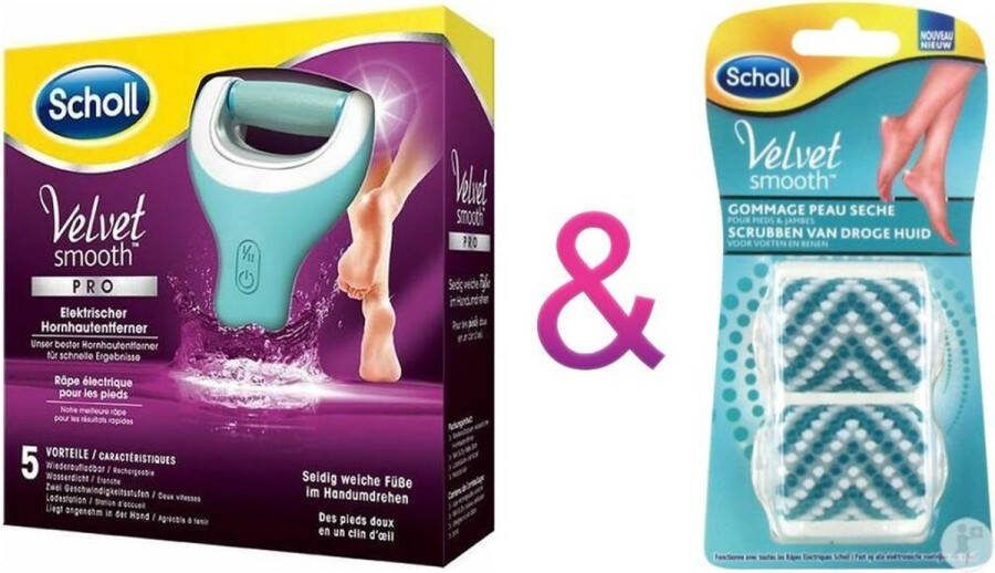 Scholl Velvet Smooth + Skin scrub navulling rollers- Van Droge Huid Exfoliatie Roller Voeten En Benen 2 Stuks-Eelverwijderaar- Voetverzorging – Huidverzorging